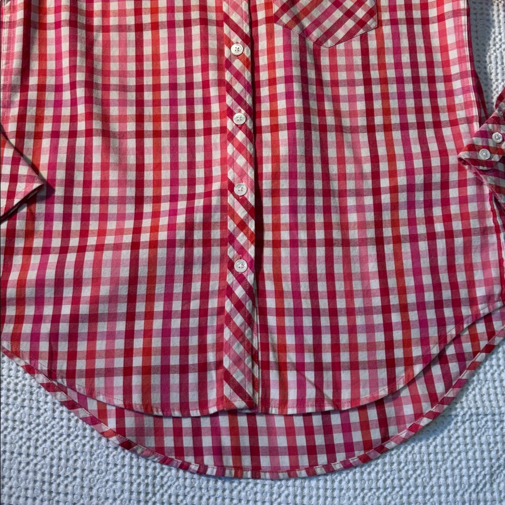 Vineyard Vines Red & Pink Plaid Button Down Shirt, Cashmere Cotton, Size 00, EUC - Picture 6 of 12